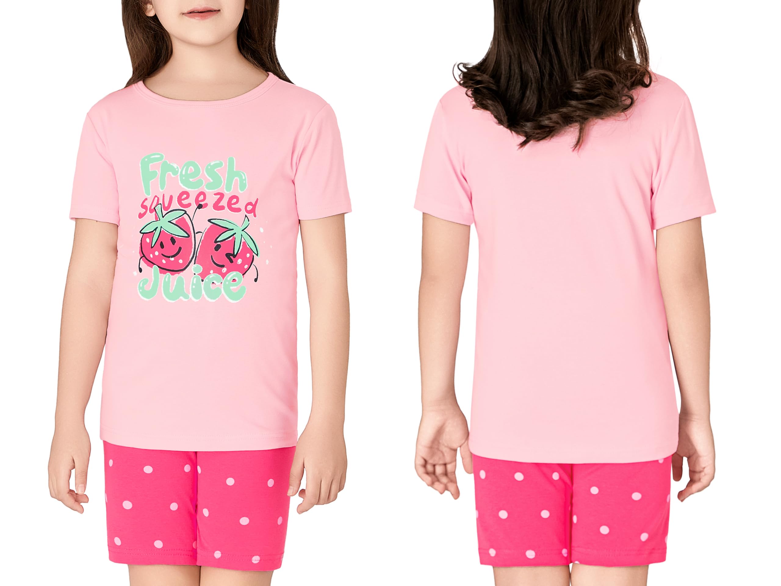 Topgal Little & Big Girls Cotton Knit Pajama 3-Piece Shorts Pants Summer PJ Set Size 4-14