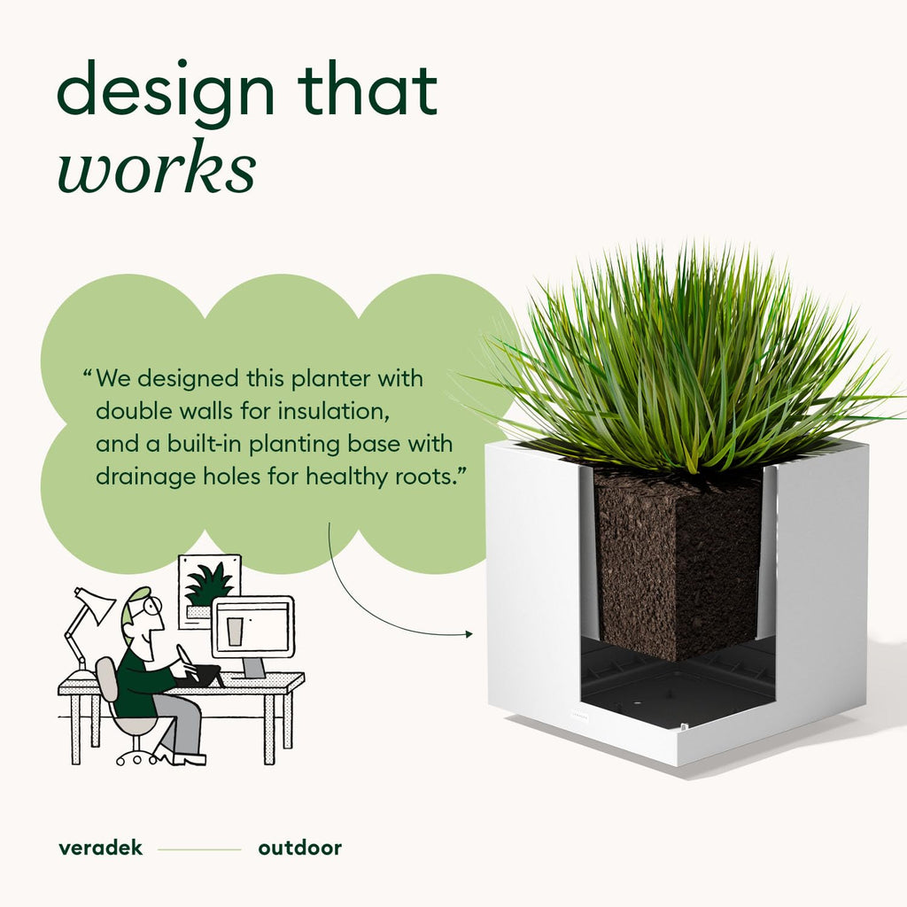 Veradek Block Series Cube Plastic Planter - Large Square Planter for Indoor or Outdoor Patio/Garden | Durable All-Weather Use with Drainage Holes | Modern Décor for Tall Plants, Trees, Flowers