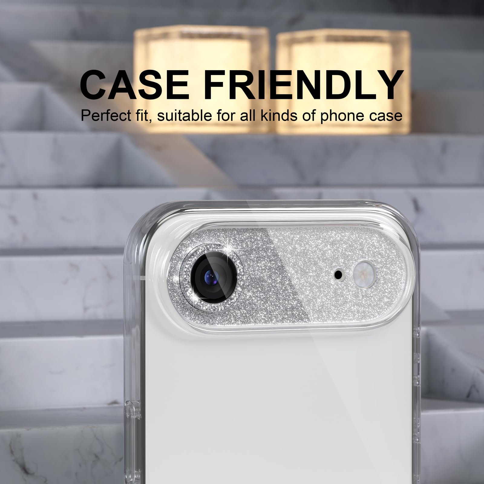 Choiche Compatible for iPhone 16 Pro/iPhone 16 Pro Max Camera Lens Protector, Bling Camera Cover with 9H Tempered Glass Lens Screen Protector Metal Ring Decoration Accessories(Black)