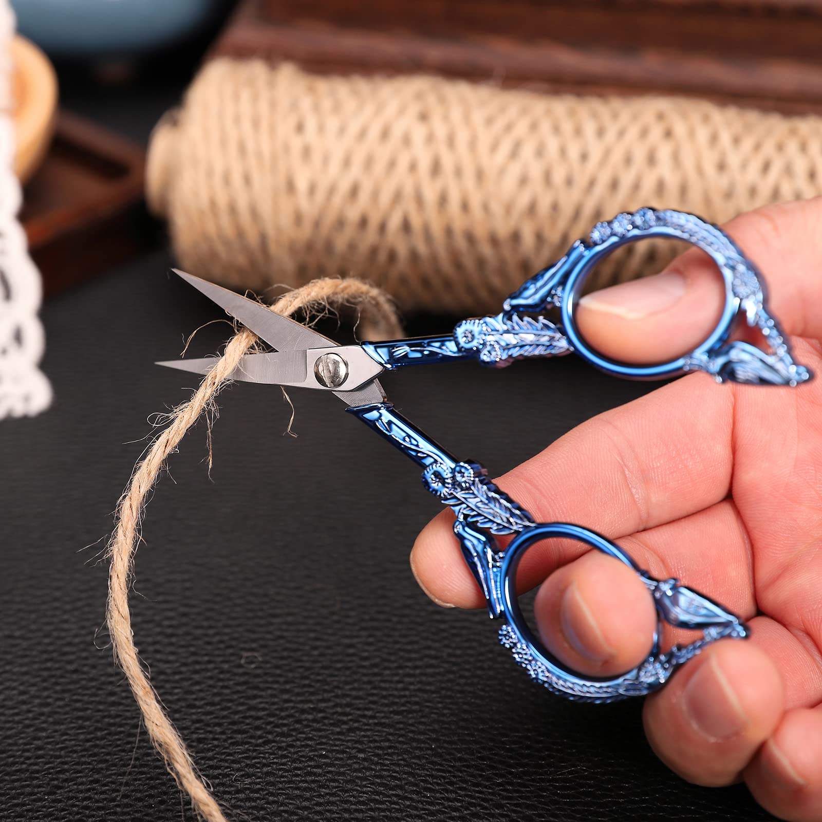YOUGUOM Small Craft Scissors, Little Travel Sharp Embroidery Scissors All Purpose, Straight Tips Mini Sewing Shears, Precision Detail Thread Cutting Snips