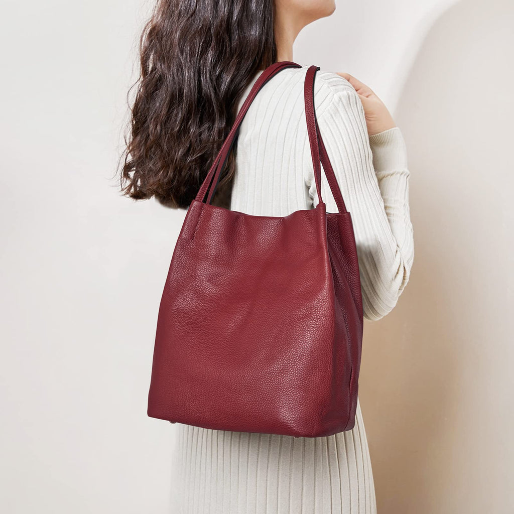 Kattee Women Soft Genuine Leather Totes Shoulder Bag Purses and Handbags with Top Magnetic Snap Closure