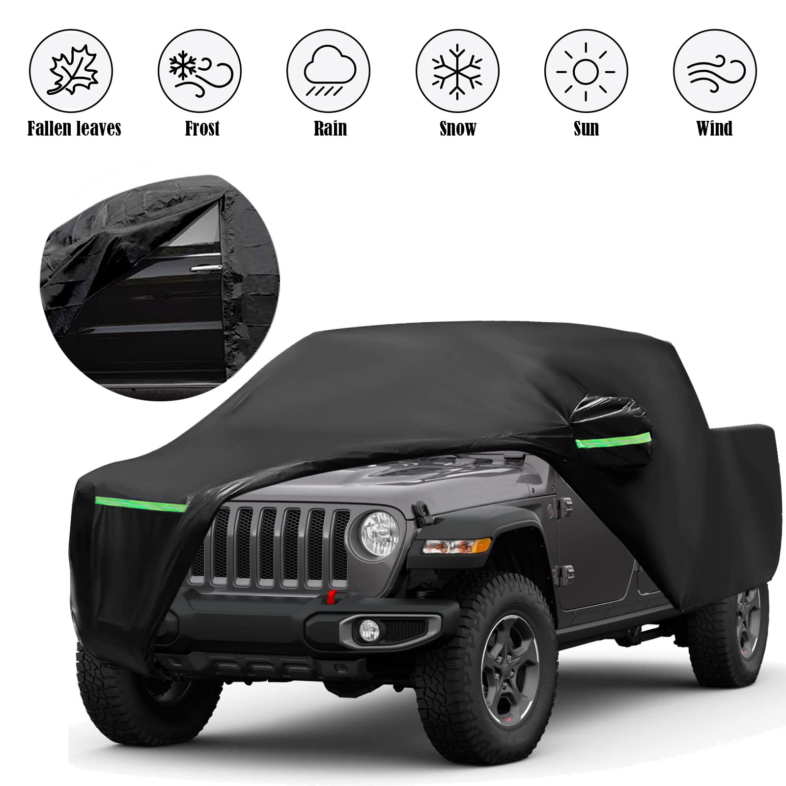 Waterproof Car Cover Replace for 1993-2010 Jeep Grand Cherokee, 6 Layers All Weather Car Cover with Zipper Door & Windproof Bands for Snow Rain Dust Protection
