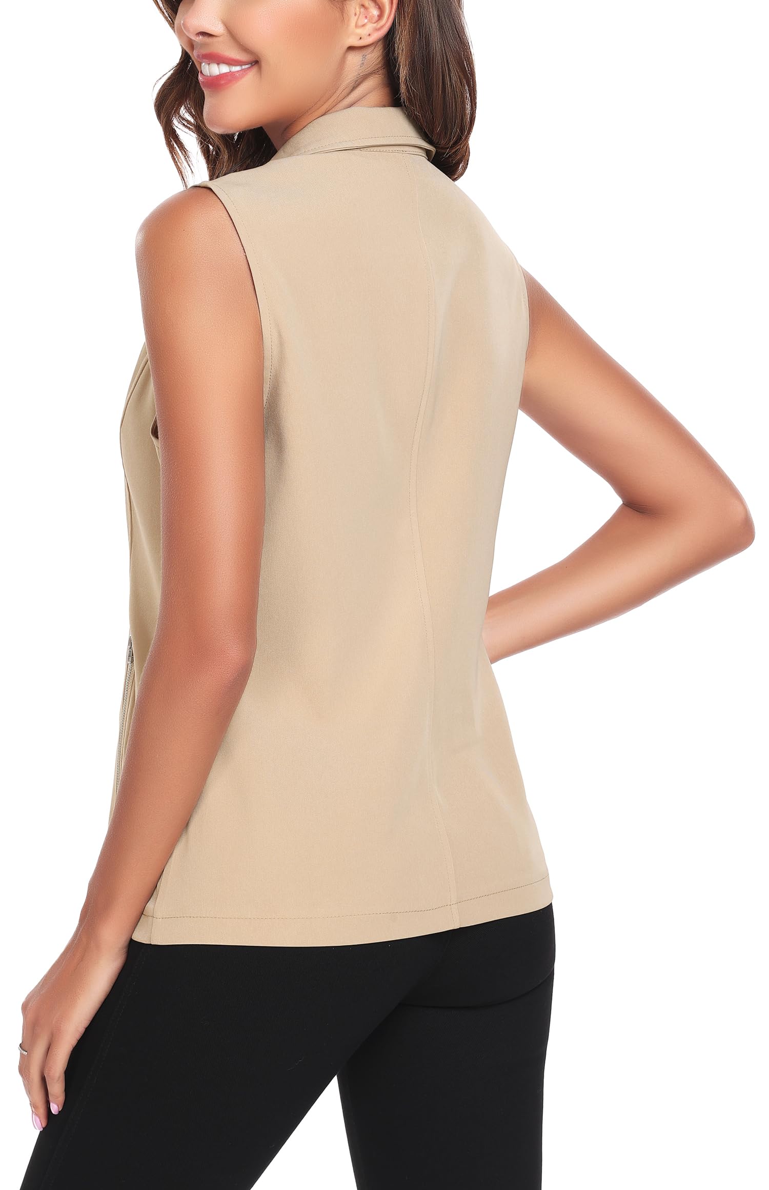 MISS MOLY Women's Lightweight Vest Casual Zip Up Utility Vest Hiking Golf Sleeveless Jackets with Pockets