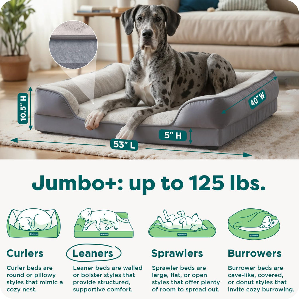 Furhaven Cooling Gel Dog Bed for Medium/Small Dogs w/ Removable Bolsters & Washable Cover, For Dogs Up to 35 lbs - Plush & Velvet Waves Perfect Comfort Sofa - Brownstone, Medium
