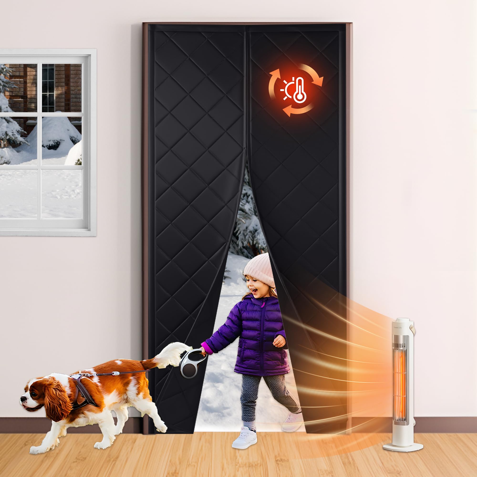 RYB HOME Summer Heat Blocking Thick Quilted Insulated Curtains, Thermal Insulated Curtains Room Divider for Energy Saving Window Treatment for Bedroom Living Room, W32 x L80, Black, 1 Panel