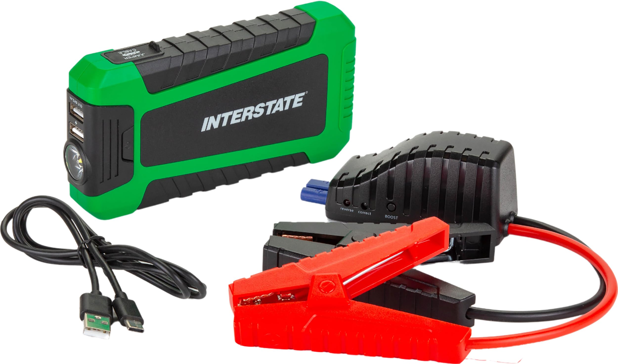 Interstate Batteries Jump Starter and Charger 12V 700A (8,000mAh, 8Ah) Portable LED Jumpstart Battery Power Pack for 12 Volt Automotives, USB Electronics (JMP0800)