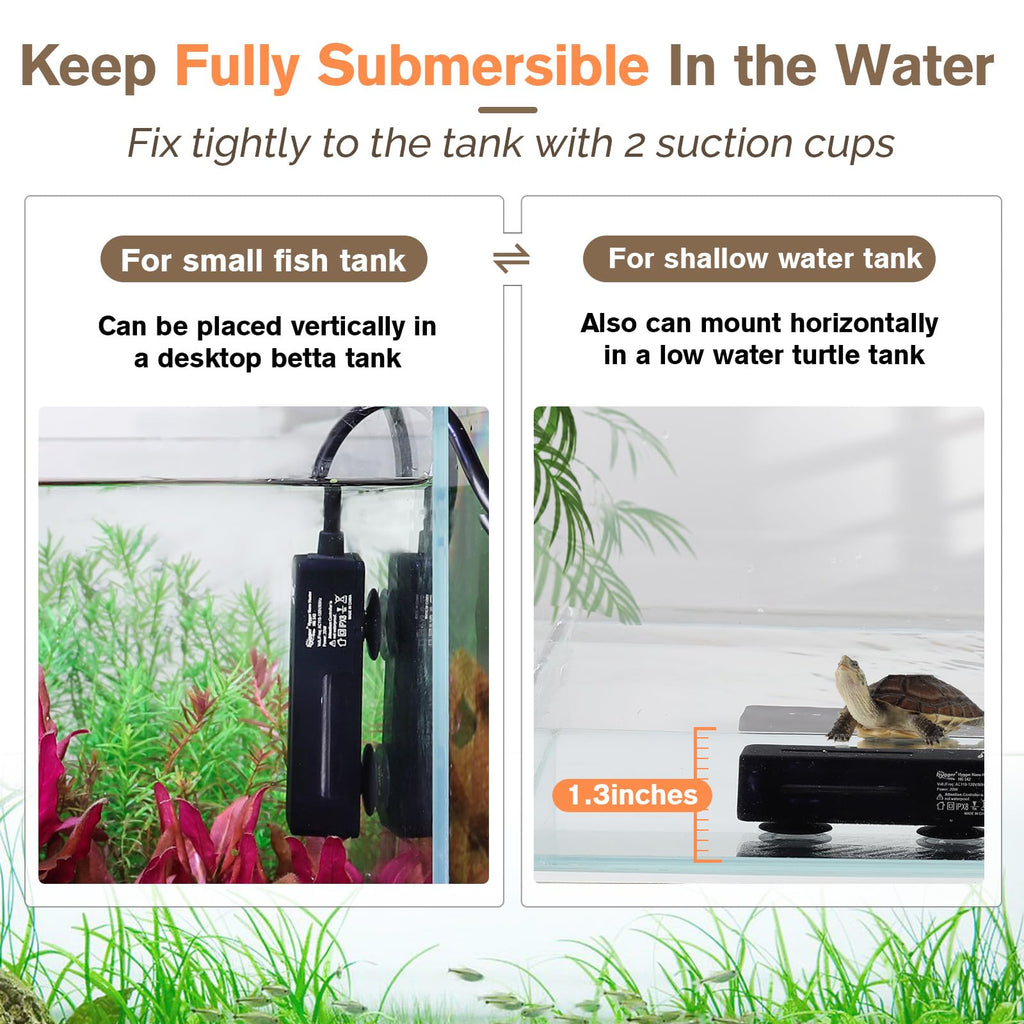 hygger Mini Fish Tank Submersible Heater 20W for 1-5 Gallons Desktop Betta Aquarium Heater with Digital Display Controller Adjustable Temperature