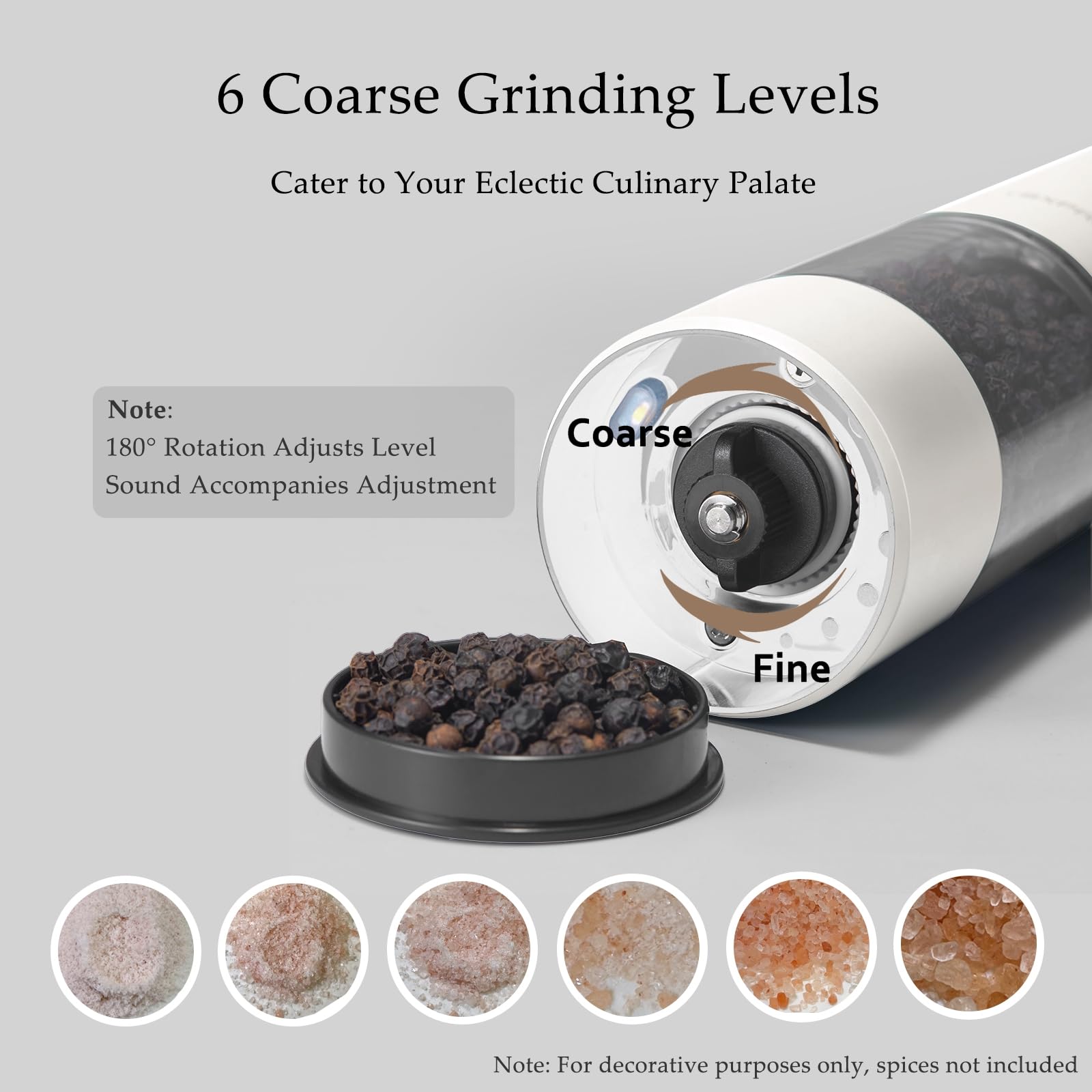 Electric Salt and Pepper Grinder Set, USB Rechargeable, Automatic Salt and Pepper Mill Grinder with Adjustable Coarseness, Electric Salt Shakers, LED Light, Refillable (2 Packs, Black)