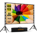 TOWOND Projector Screen and Stand, 180 inch Outdoor Projector Screen 15 FT Large Projection Screen, Portable 16:9 4K HD Rear Front Movie Screen with Carry Bag Wrinkle-Free Design for Backyard Theater