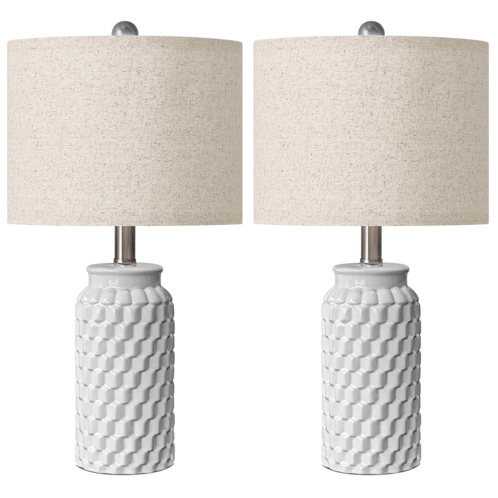 USumkky 20.5" Gold Modern Ceramic Bedside Lamp Set of 2 for Bedroom Decor Farmhouse Table Lamp for Living Room Office Dorm
