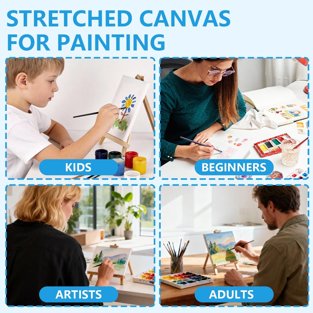 ESRICH Stretched Canvas for Painting 5x7, 48 Pack Small Canvases for Painting 5/8" Profile Primed Acid-Free Blank Painting Canvas for Kids & Artists for Decorations, Painting Parties.