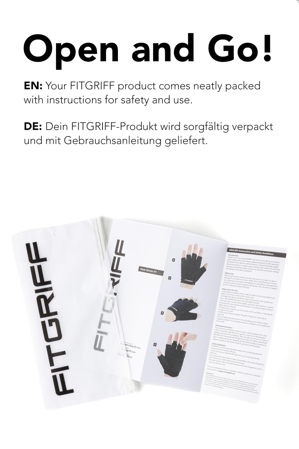 Fitgriff® Workout Gloves (Padded) for Men & Women - Fingerless Gym Gloves for Weight Lifting, Training - Full Palm Protection