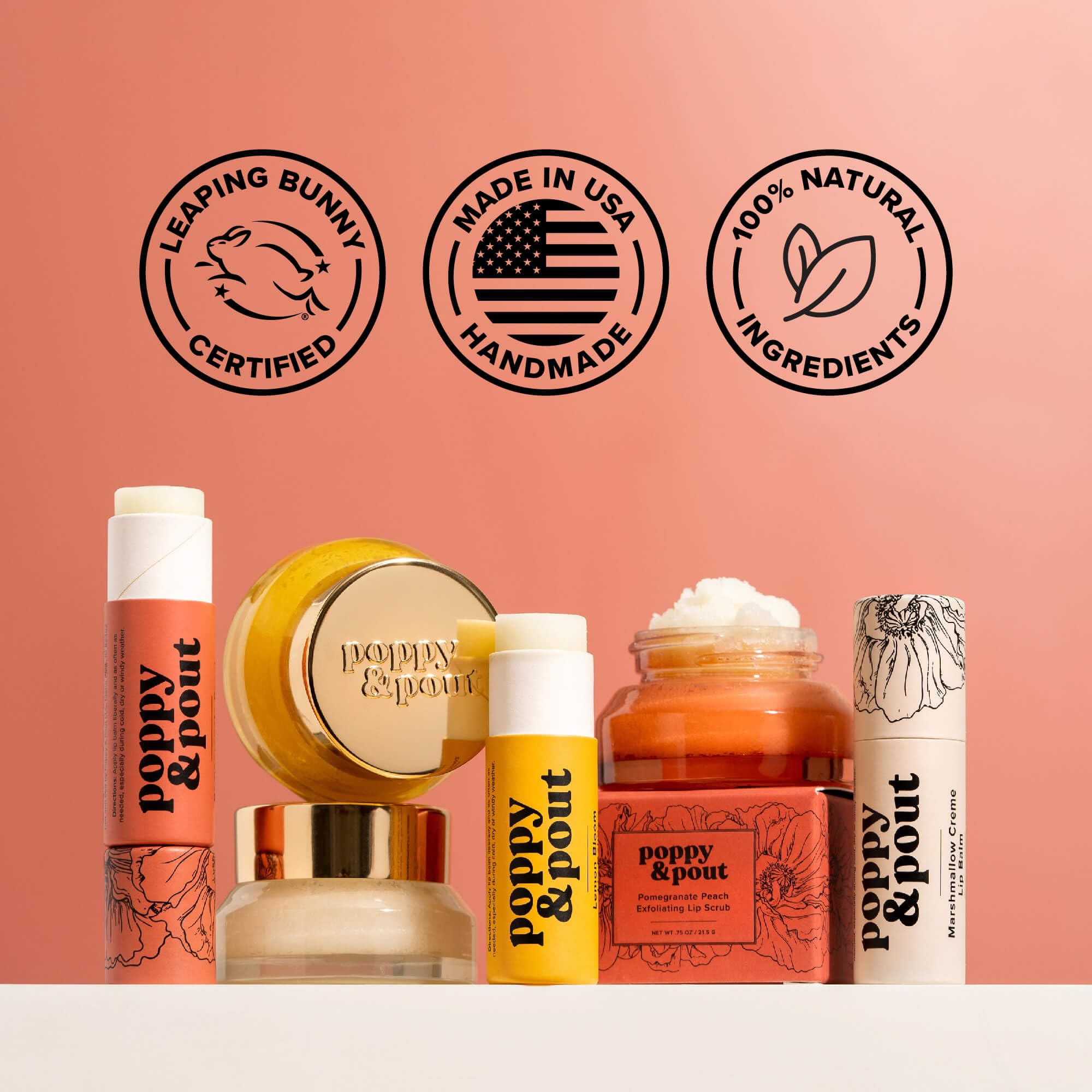 Poppy & Pout Blood Orange Mint Jumbo Lip Balm | All Natural Lip Balms & Moisturizers | Hydrates with Beeswax, Vitamin E, Organic Coconut Oil | Cruelty-Free | Lip Balm in Recyclable Cardboard Tube