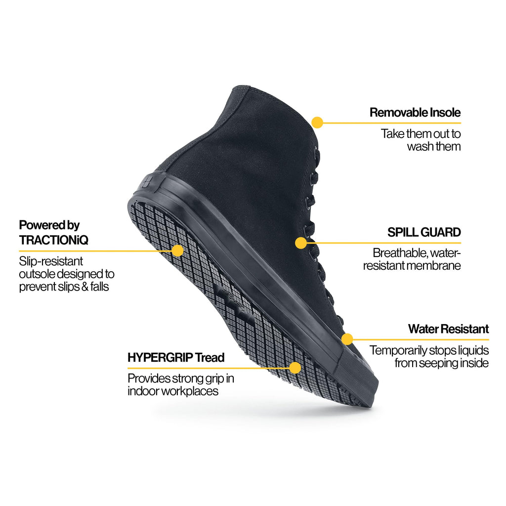 Shoes for Crews Unisex Slip-Resistant High-Top Work Sneakers – Comfortable, Water-Resistant Women's & Men's Shoes for Hospitality, Administrative Roles & More - Pembroke
