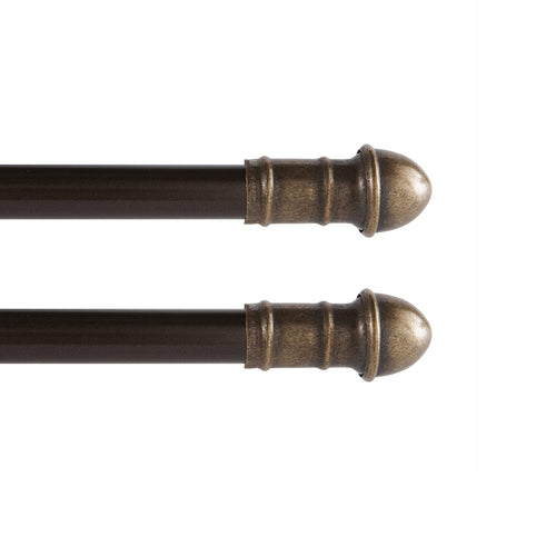 16-28 in. Adjustable Petite Café Curtain Rod, 2-Pack, 7/16 in. Diameter, Bronze
