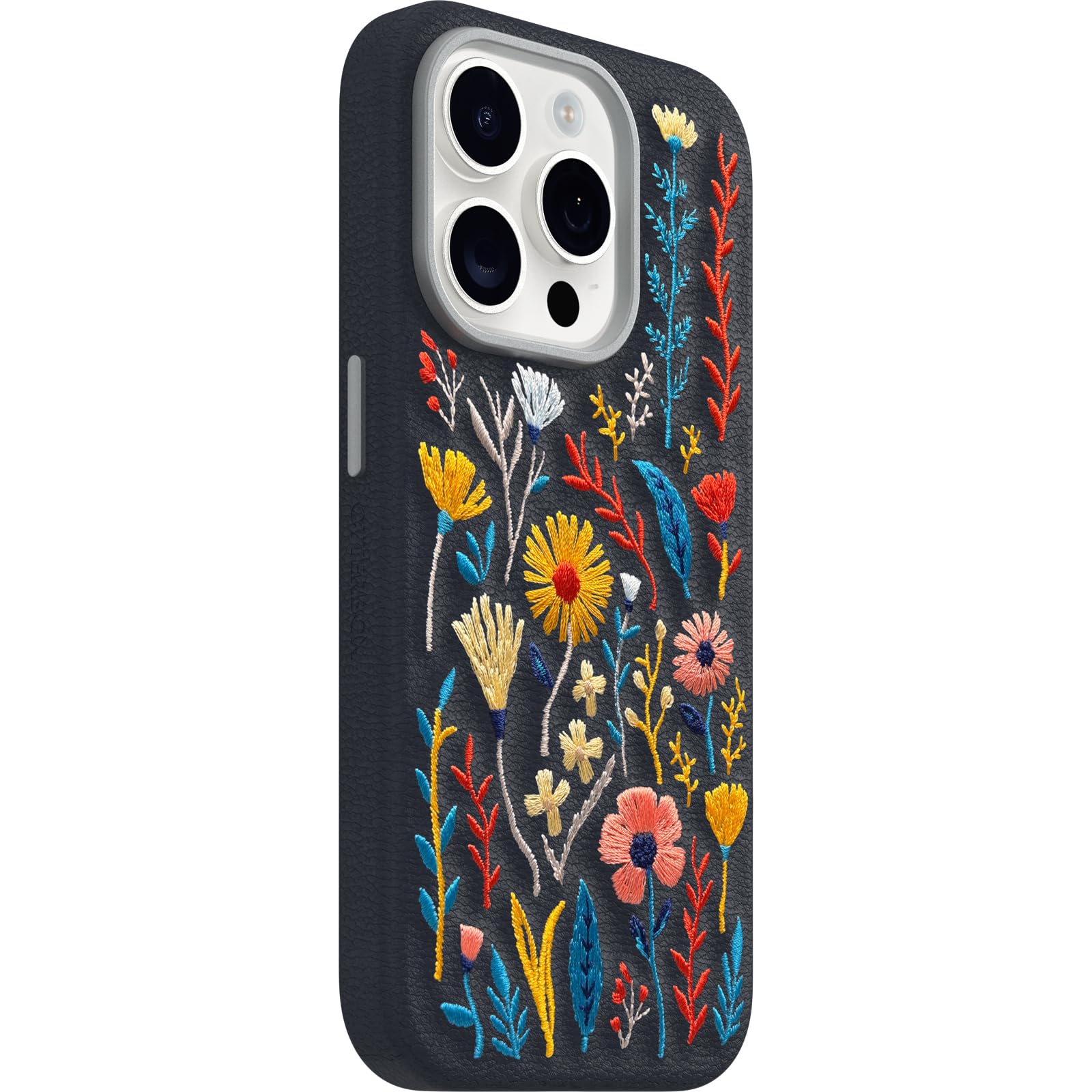 OtterBox iPhone 15 Symmetry Series Cactus Leather for MagSafe - Noir ASH (Black), Slim, Premium, Protective iPhone Case