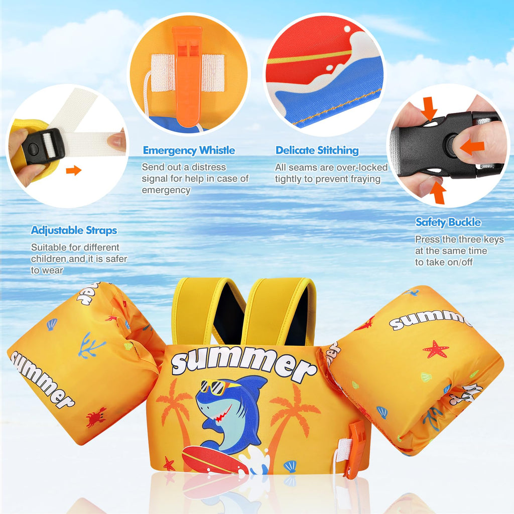Moko Swim Arm Band for Kids 20-30-50 lbs, Cute Cartoon Toddler Swim Vest, Swimming Water Wings Pool Floaties Sleeve for Children Learn to Swim