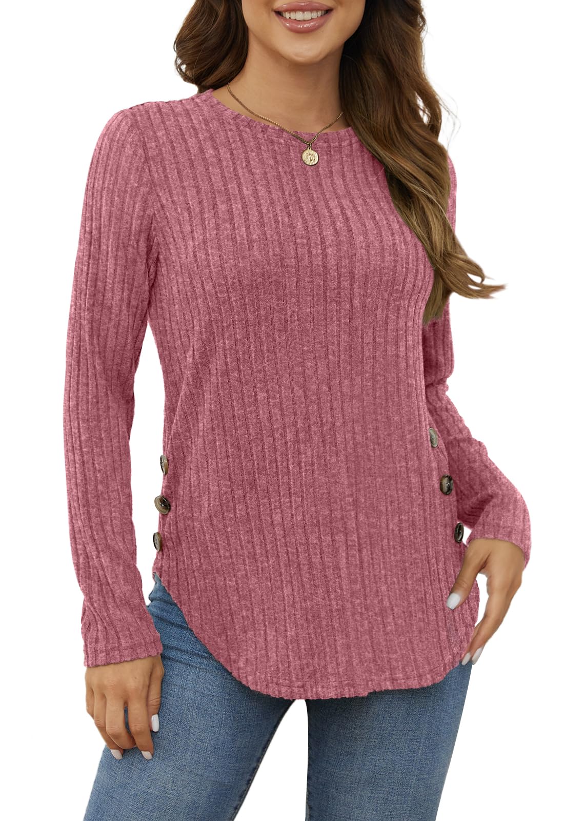 Yincro Women's Long Sleeve Fall Sweaters 2026 Lightweight Casual Crewneck Tunic Tops