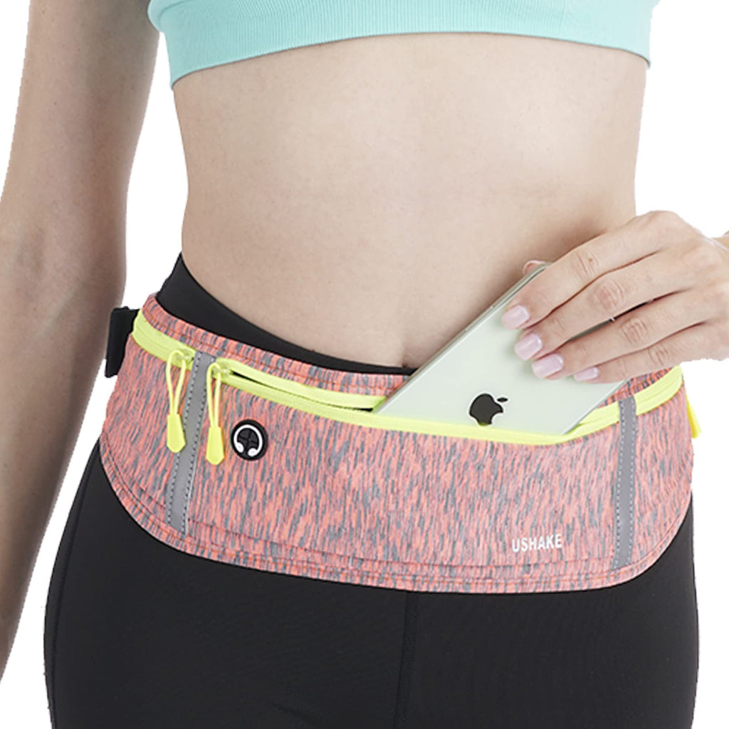 USHAKE Slim Running Belt, Workout Fanny Pack for Men Women,Exercise Waist Pack for Apple iPhone Holder, Runner Belt for Running Walking Cycling Camping Gym Black