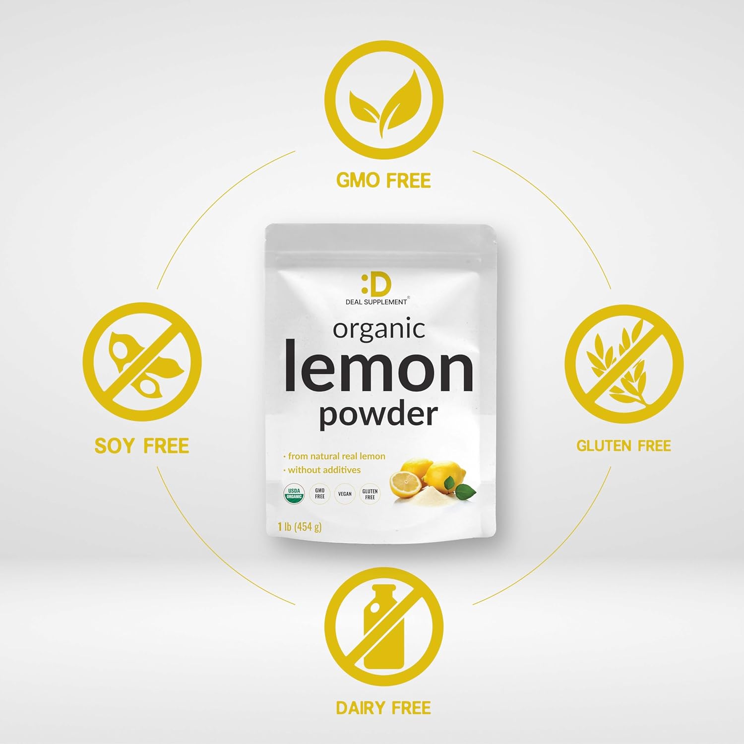 Organic Lemon Powder, 1lb – Real Freeze-Dried Source – Rich in Essential Vitamin C – Natural Immune Support – Raw Lemon Juice Flavor & Aroma – Non-GMO, Filler Free, No Sugar