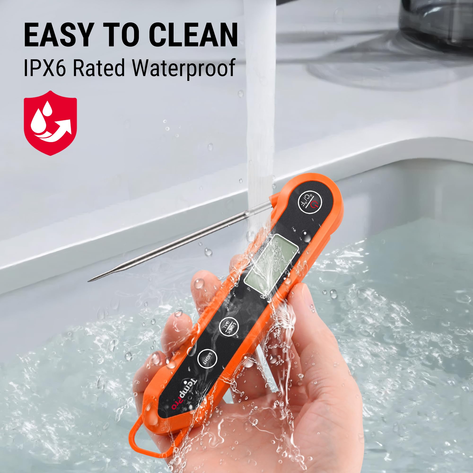 TempPro Digital Instant Read Meat Thermometer for Grilling, Waterproof Food Thermometer with Calibration Backlight Baking Bread Candy Thermometer Cooking Gift for Dad Husband (Previously ThermoPro)