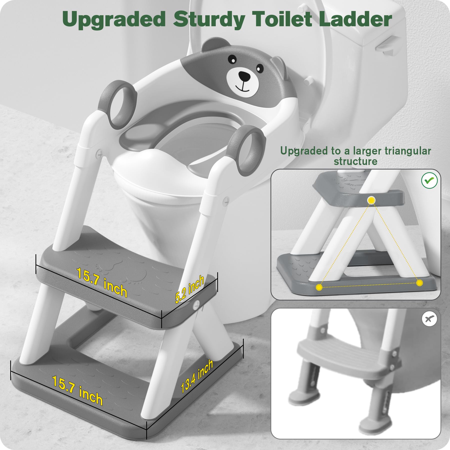 Potty Training Seat, Upgrade Toddler Toilet Seat for Kids Boys Girls, 2 in 1 Potty Training Toilet, Splash Guard Anti-Slip Pad Step Stool(Blue)
