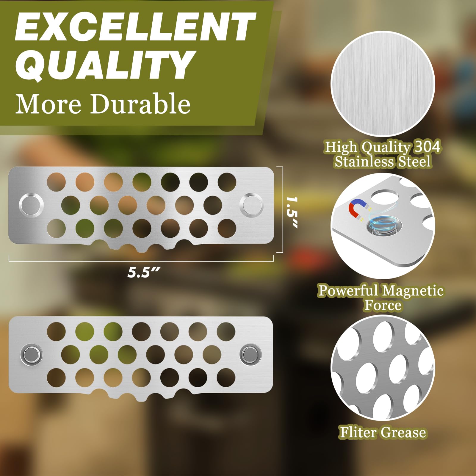Griddle Accessories of Blackstone Grease Gate Blocker, Compatible with All Blackstone Griddle Accessories, Blocks Food from Falling into Rear Grease Trap (1Pack)