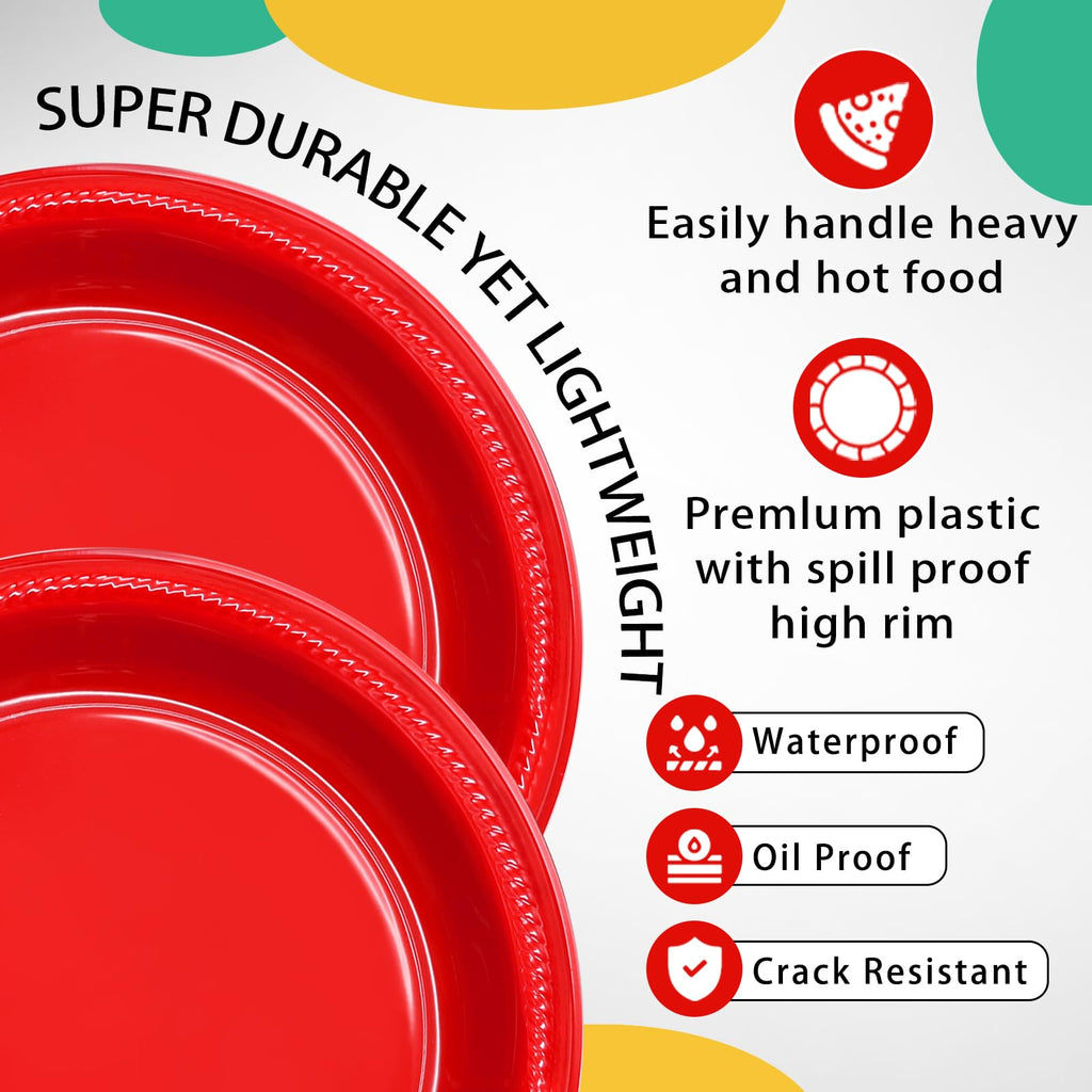 50 Pcs Black Plastic Plates, 10 Inch Black Plates, Black Party Plates Disposable for Birthday Weddings Fathers Day World Cup