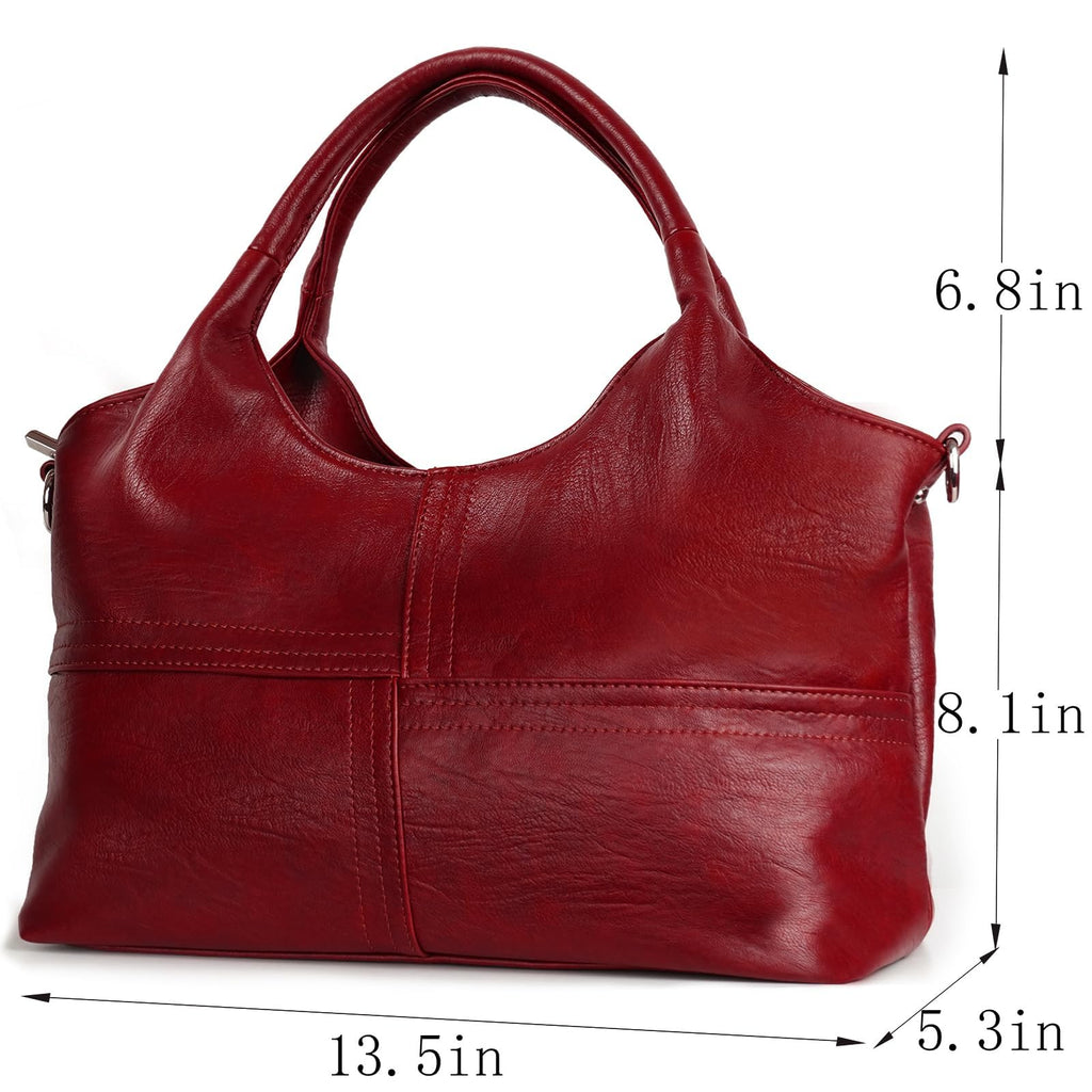 KOGTLA Medium Vegan Leather Purses for Women with Detachable Satchel Strap, Ladies Handbags, Tote Hobo Bags with Two-Handle