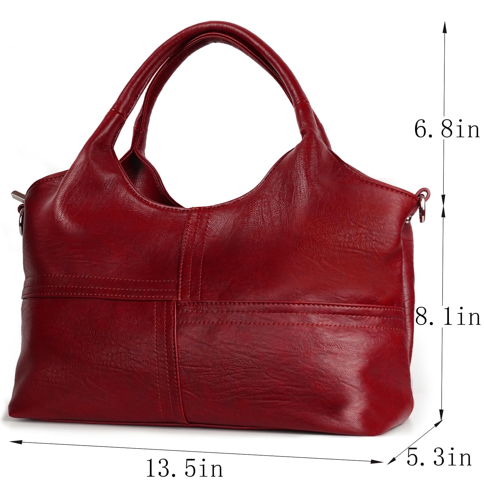 KOGTLA Medium Vegan Leather Purses for Women with Detachable Satchel Strap, Ladies Handbags, Tote Hobo Bags with Two-Handle