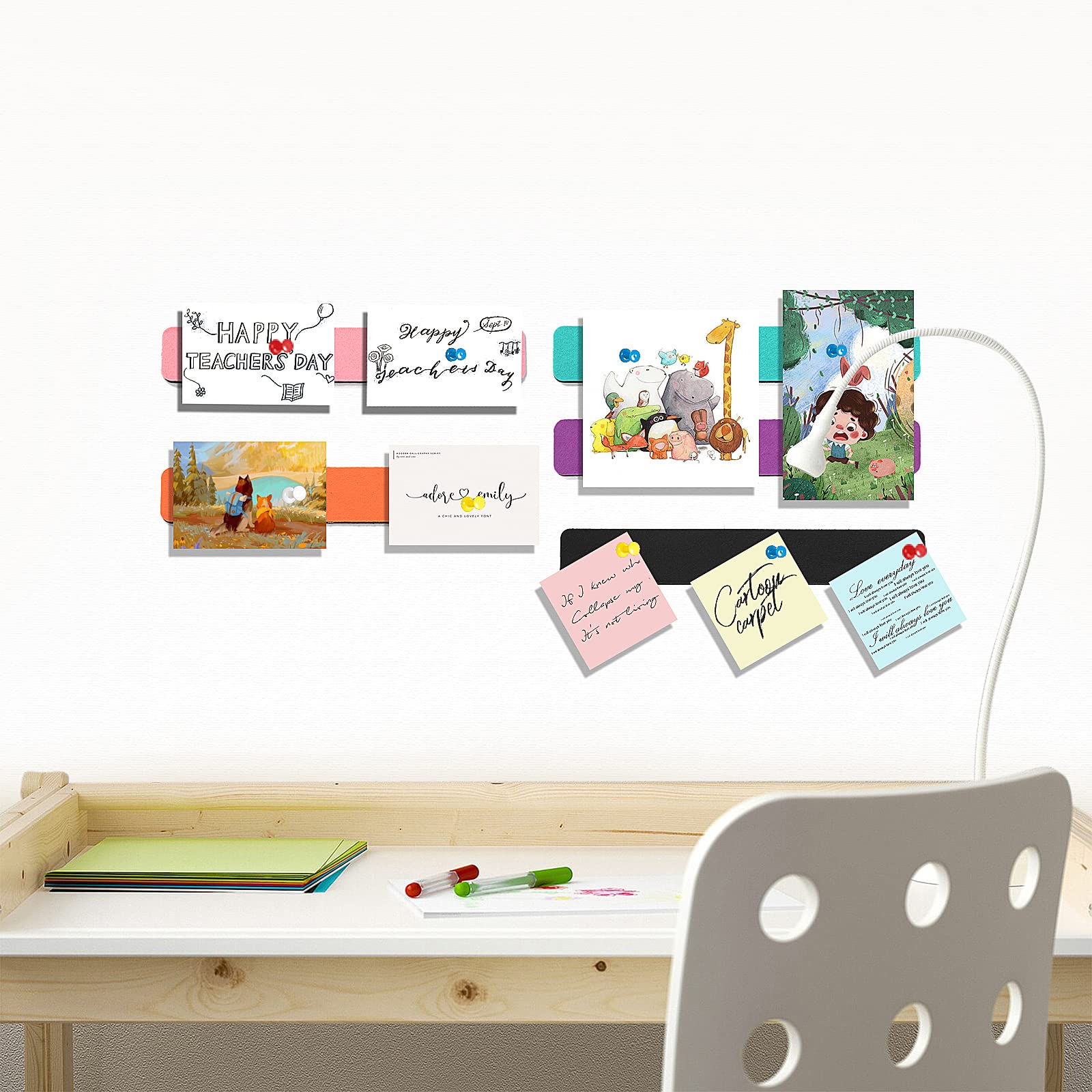 Felt Bulletin Board, 15.7''X 11.8'' corkboard Pin Board for Bedrooms Offices Home Wall Decoration, Self Adhesive Cork Board with 35 Push Pins for Paste Notes, Photos, Schedules (2 Pack)
