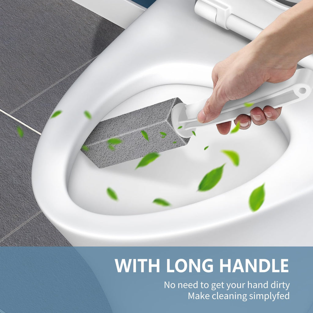Laiyeoy Toilet Bowl Cleaner Pumice Stone -Hard Water Stain Remover, Powerfully Removes Toilet Bowl Rings，Rust &Lime，Ideal for Toilet Brush/BBQ Grills/Sink/Pool/Bathroom【2Pack】 (Extra Long Handle)