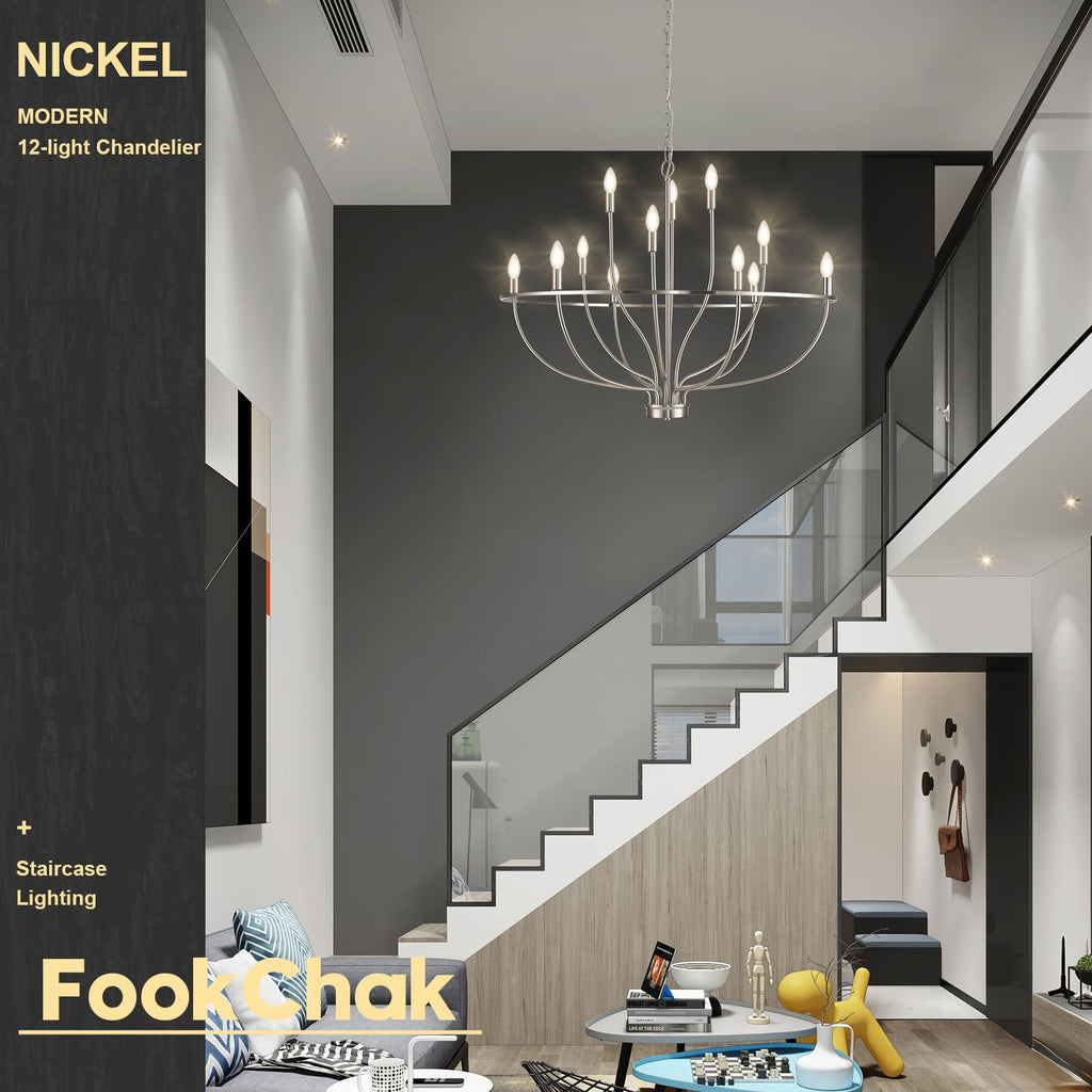 Black Chandelier 6-Light Dining Room Chandelier Kitchen Chandeliers Over Table Round Living Room Chandelier Light Fixture for Bedroom, Kitchen, Foyer