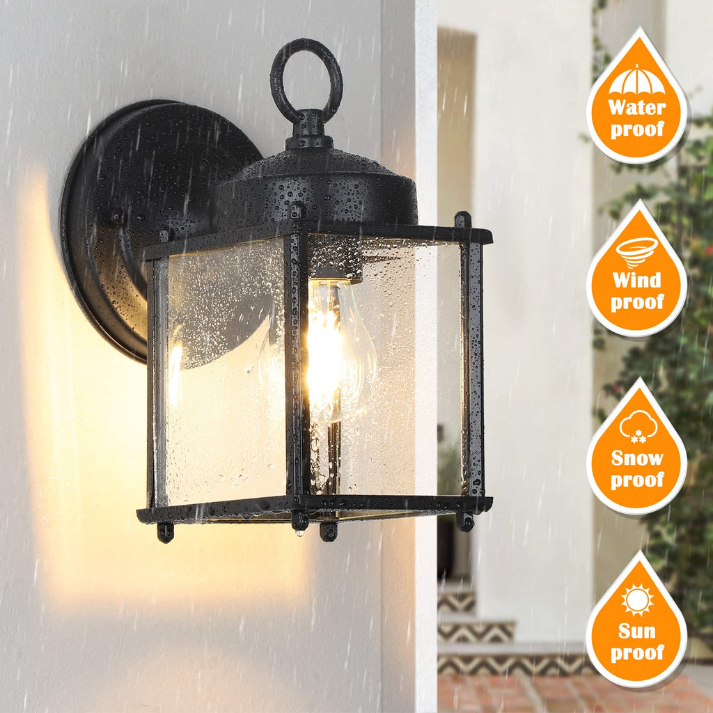 MATAMEYE Outdoor Wall Lantern, Exterior Dark Chocolate Waterproof Wall Sconce Lighting Fixture, Front Door Wall Lamp with Clear Beveled Glass, 2 Pack