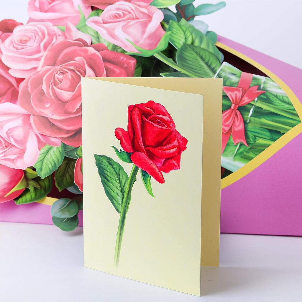 Airpark 3D Pop Up Paper Flowers Bouquet Card 12’‘ with Note & Envelope, Birthday Gifts, Get Well, Thank You, Greeting Cards for Women Mom Wife Friends, Daisies and Butterflies