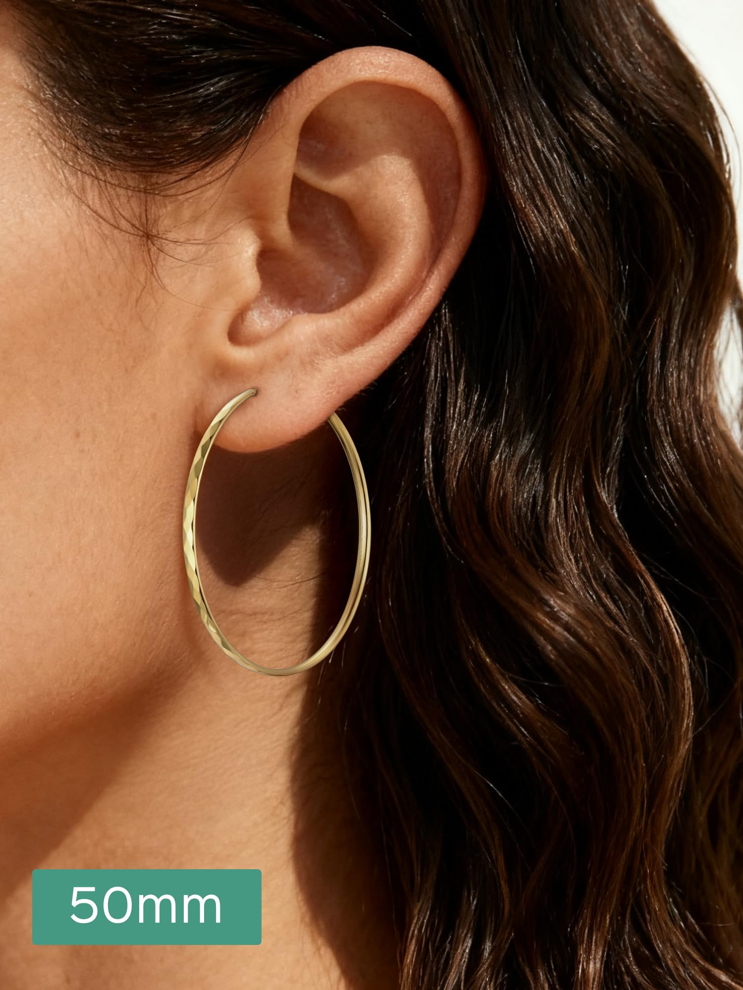 ChicSilver 925 Sterling Silver Hoop Earrings for Women Hypoallergenic, Lightweight Large Gold Plated Silver Hoop Earrings, Endless Hoops Earring 20/30/40/50/60/70MM