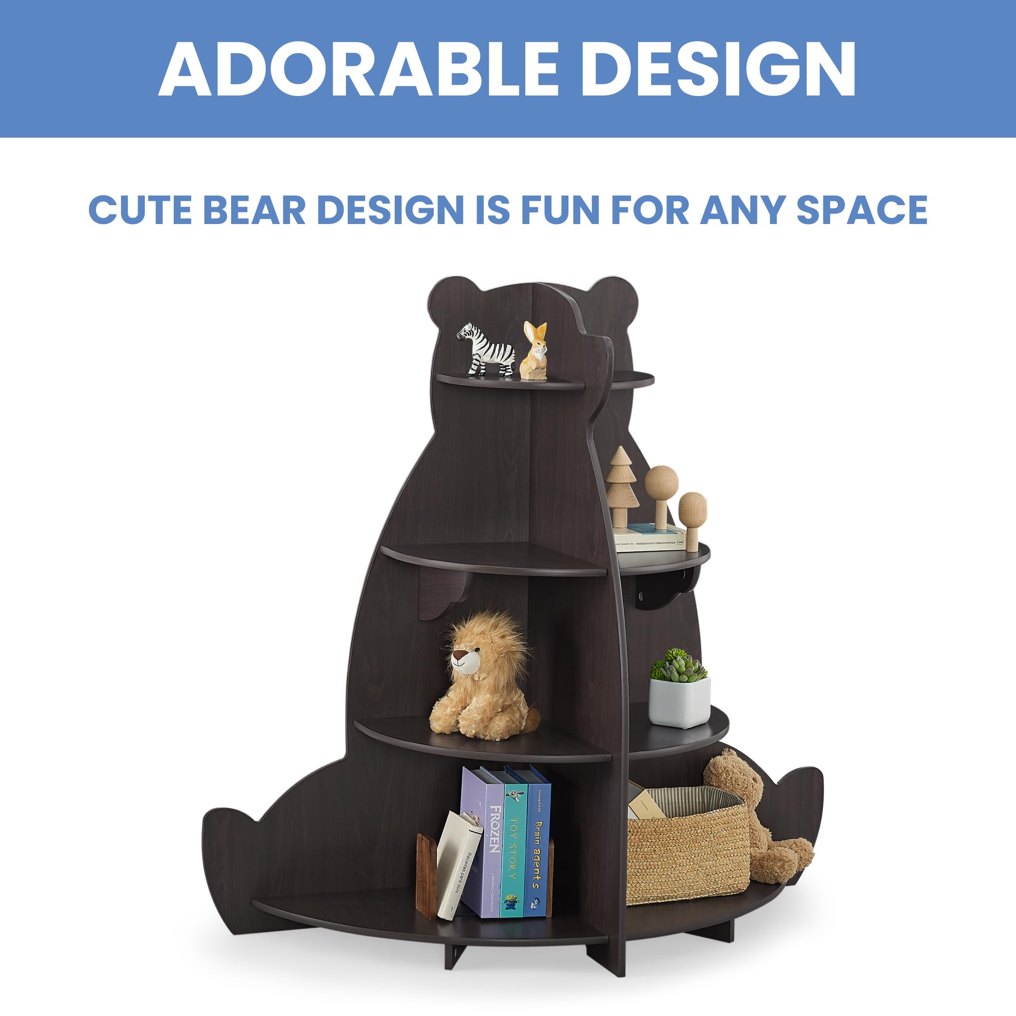 Delta Children Bear Bookcase - Greenguard Gold Certified, Crafted Walnut