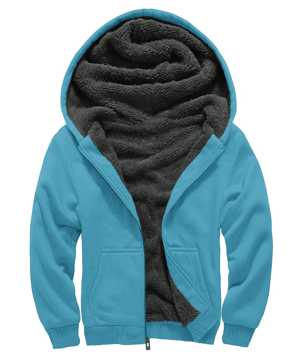 GEEK LIGHTING Boys Sherpa Lined Hoodie Kids Fleece Sweatshirt Full Zip Hooded Jacket