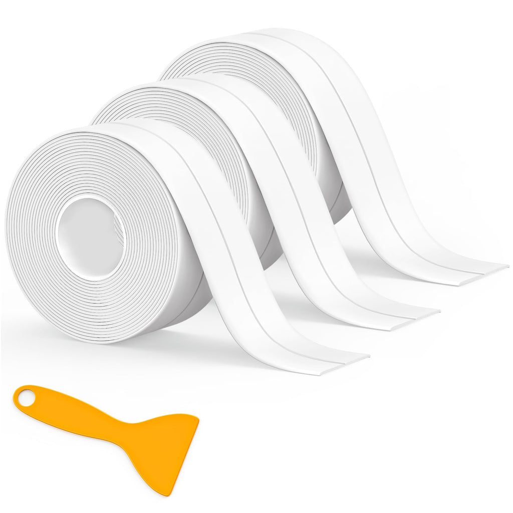Caulk Tape Waterproof Self Adhesive, 2 Rolls Toilet Caulk Sealing Strip, Bathtub Caulking Sealant Tape for Kitchen, Bathroom, Countertop, Sink, Floor Wall Edge Protector(1.5" x 10.5Ft)