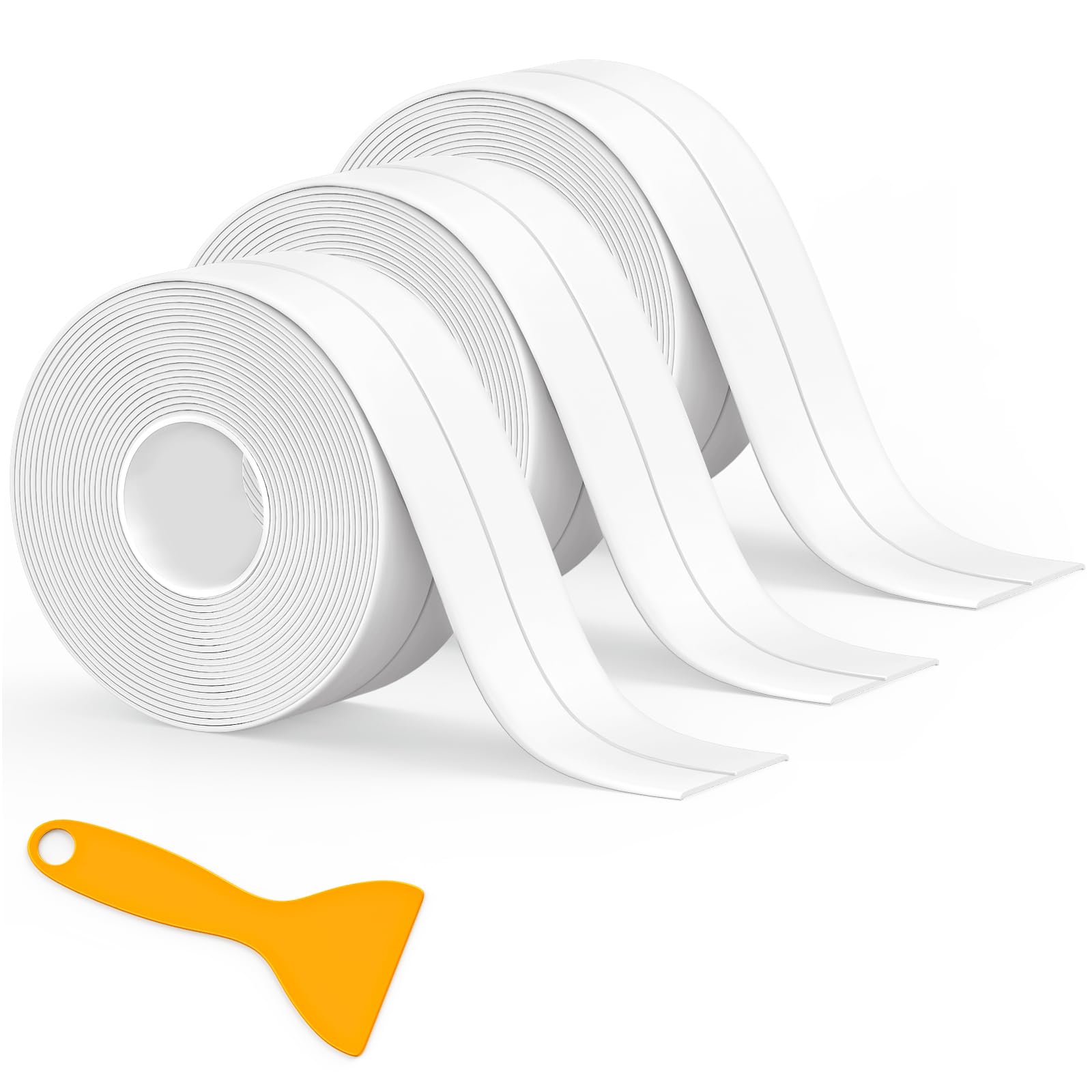 Caulk Tape Waterproof Self Adhesive, 2 Rolls Toilet Caulk Sealing Strip, Bathtub Caulking Sealant Tape for Kitchen, Bathroom, Countertop, Sink, Floor Wall Edge Protector(1.5" x 10.5Ft)