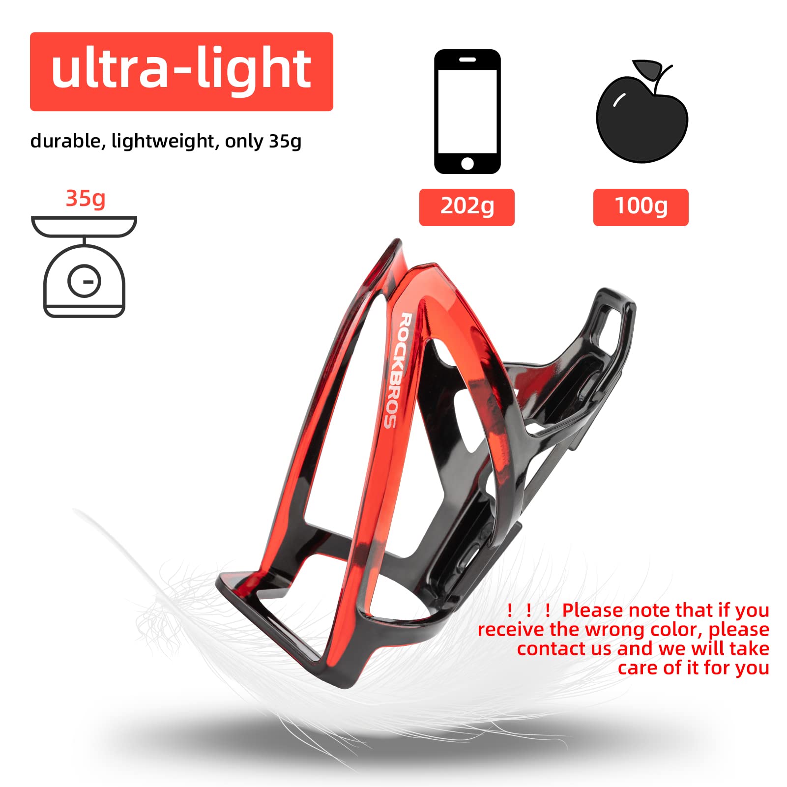 ROCKBROS Bike Water Bottle Holder Ultra-Light Bicycle Bottle Cages with Screws Tool, Universal Bike Cup Holder Rack for Road MTB Bikes…