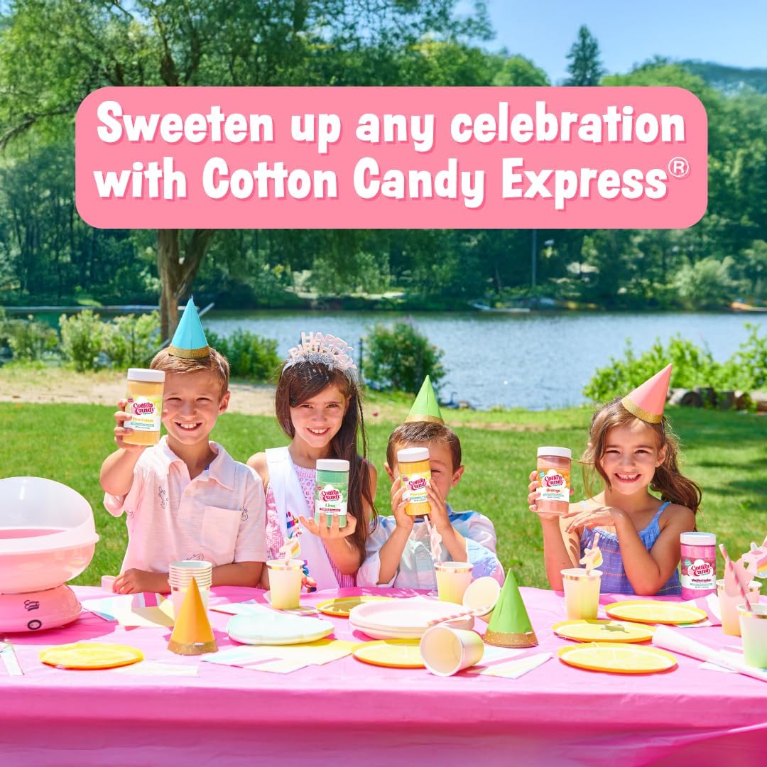 Cotton Candy Express Floss Sugar Variety Pack with 3 - 11oz Plastic Jars of Cherry, Blue Raspberry & Grape Flossing Sugars Plus 50 Paper Cotton Candy Cones