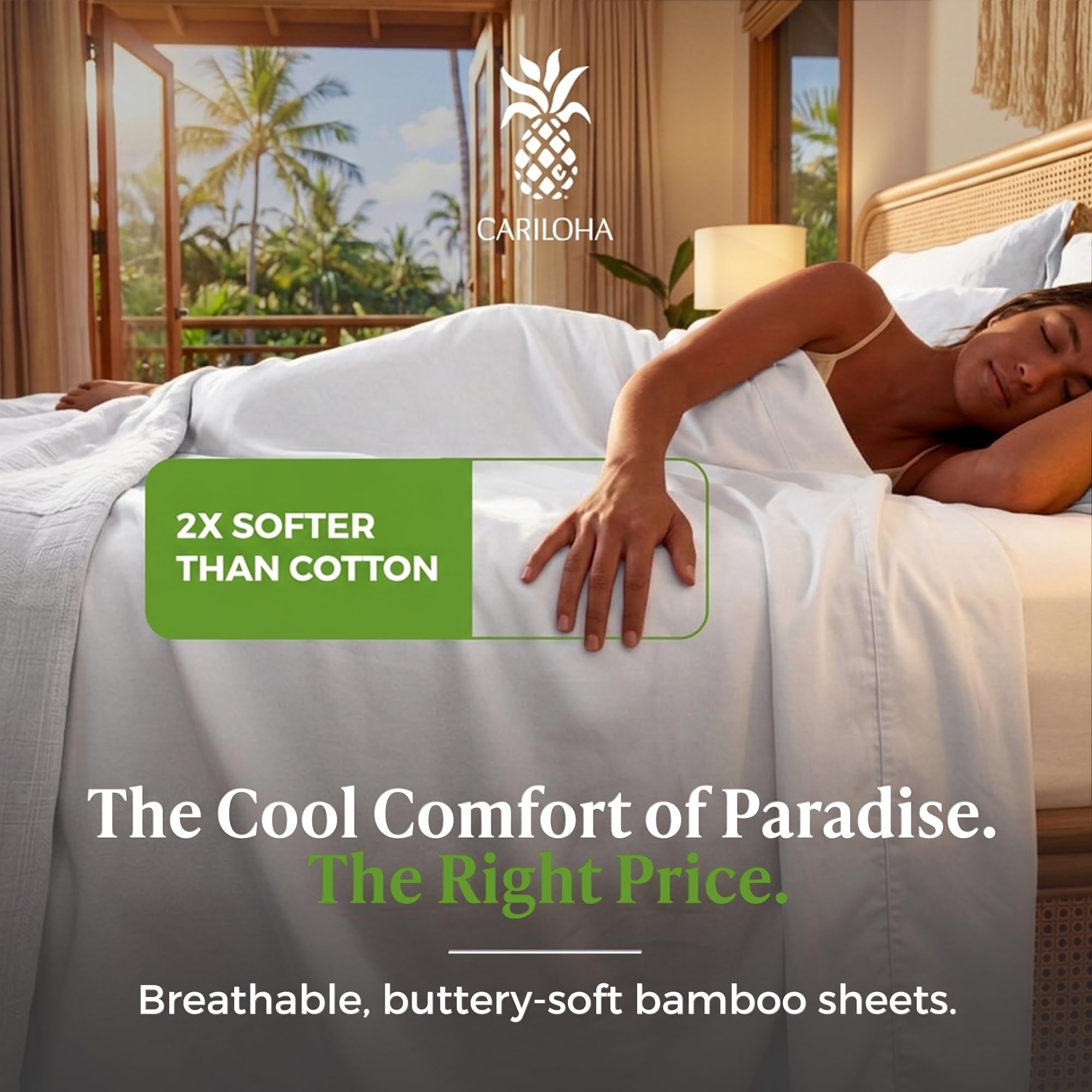 Cariloha Aloha Soft 100% Organic Bamboo Viscose Sheets – 4-Piece Queen Sheet Set – 16 in Deep Pockets – Buttery Soft, Hypoallergenic, Cooling Sheets – Oeko-TEX Standard 100 – Cape Blue