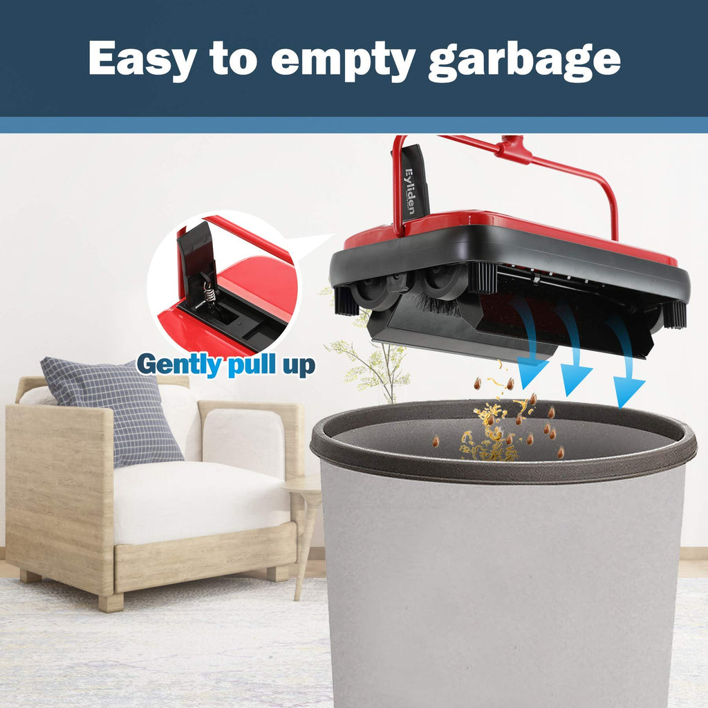 Eyliden Carpet Sweeper, Mini Size Lightweight Hand Push - No Noise, Non-Electric, Easy Manual Sweeping Only for Carpet Cleaning (Black)