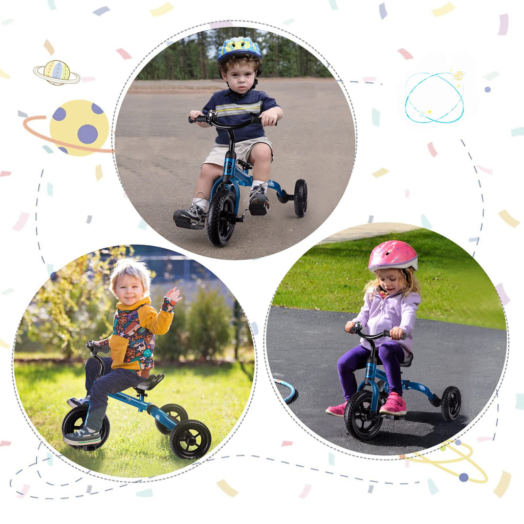 XPIY Tricycle for Toddlers Age 2-5 Years Old, 3 in 1 Folding Toddler Bike for Boys and Girls, Kids' Bike Trike with Detachable Pedal and Adjustable Seat (Blue)