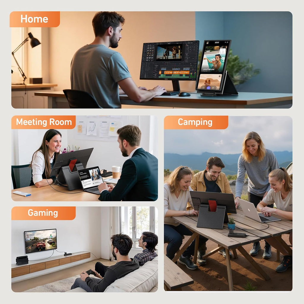 23.8" Portable Monitor 1080P FHD 100Hz, IPS Laptop Screen Extender with 120% sRGB, 90° Rotatable & Height Adjustable Stand, USB-C/HDMI Plug & Play, Travel Monitor for Mac, Phone, Switch, Xbox, PS5