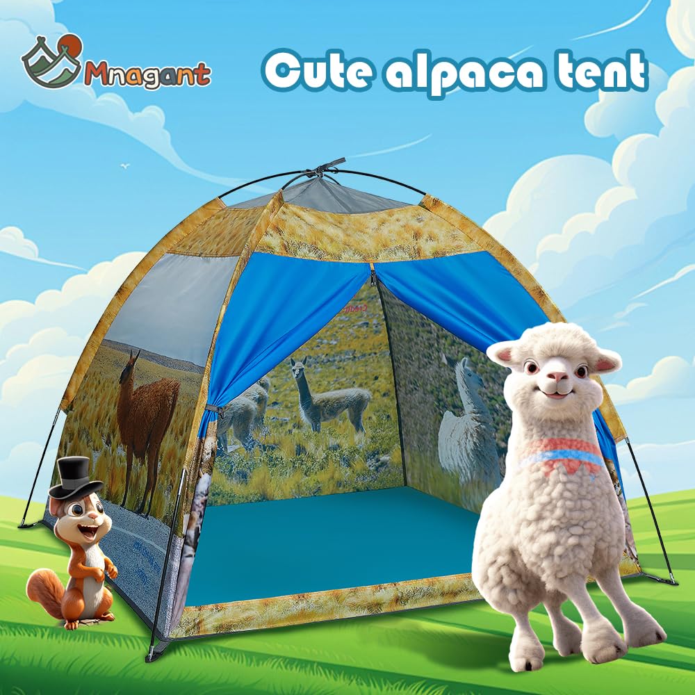 Mnagant Kids' Alpaca Tent - Fun Pop-Up Playhouse for Boys and Girls - Easy Setup, Indoor/Outdoor Adventure Tent - 47" x 47" x 43"