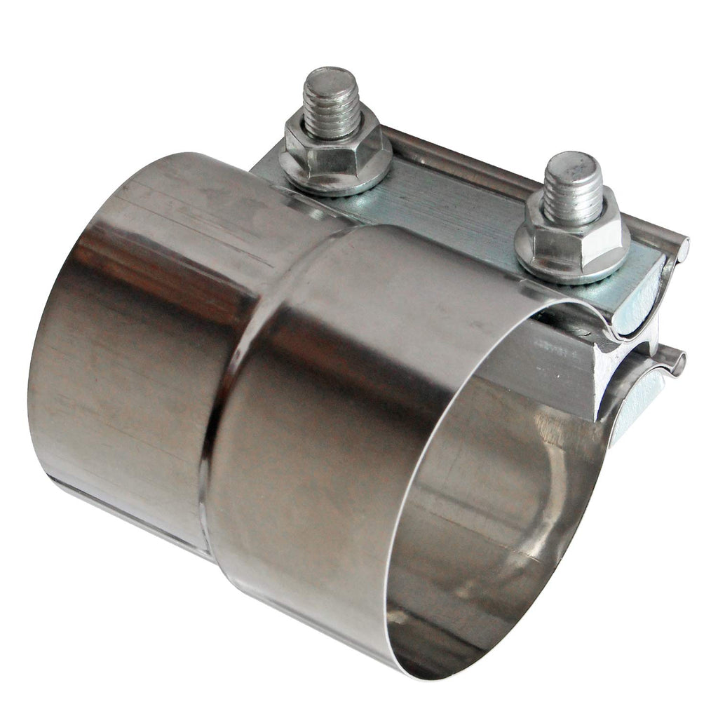Exhaust Clamps Band Clamp 2.5" Lap Joint - Stainless Steel Lap Joint Exhaust Band Clamp with 1 Block 2Pcs for 2.5" Od to 2.5" Id Exhaust Pipe, Muffler, Elbow and Exhaust Tubing Connection(2 Pack)