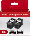PG-240 XL Black Ink Cartridge Replacement for Canon 240XL Black Ink Cartridge for Canon 240 XL PG-240XL Works with PIXMA MG3620 MG3600 TS5120 TS5100 MG3220 MG4220 MG3520 MG3120 MG2120 MX472, 2 Black