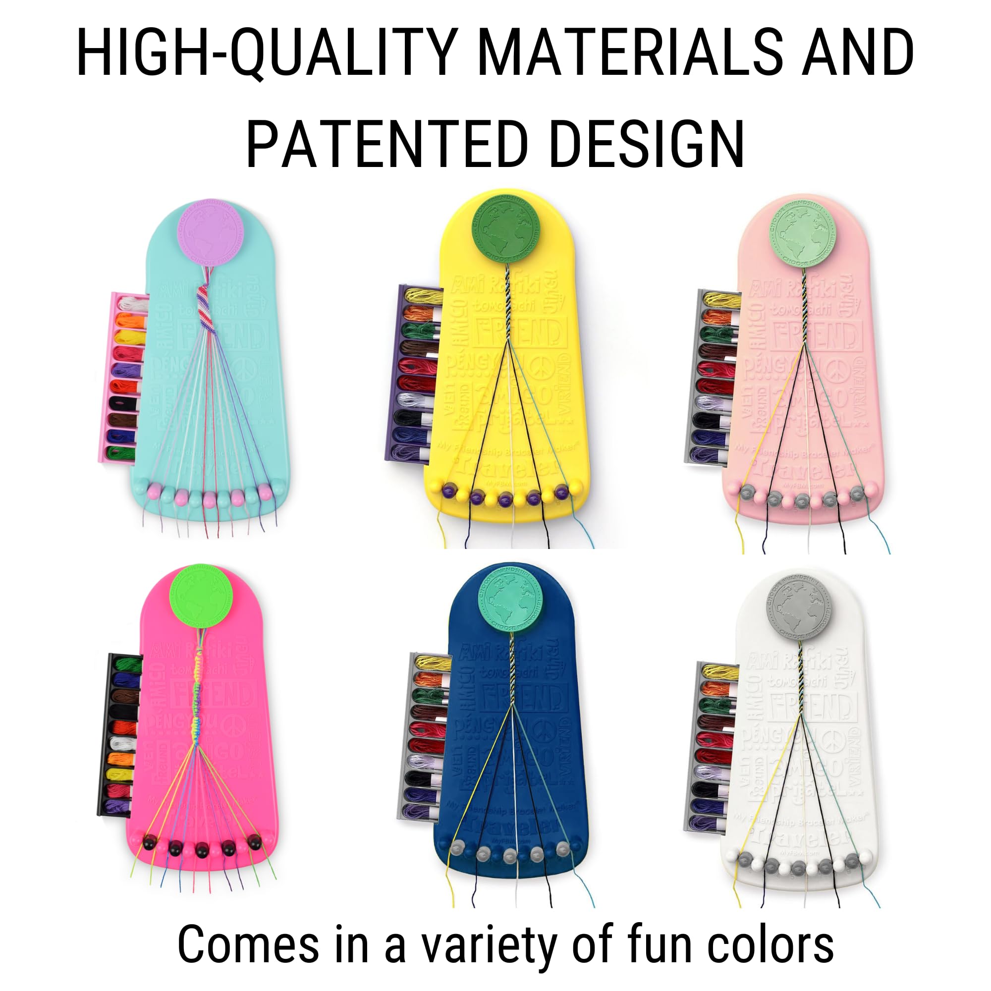 Choose Friendship Bracelet Making Kit – 20 Pre-Cut Threads, Portable Loom with Storage, Makes 8 Bracelets, Craft Gift for Kids Ages 8+, Dark Blue “Blueberry”